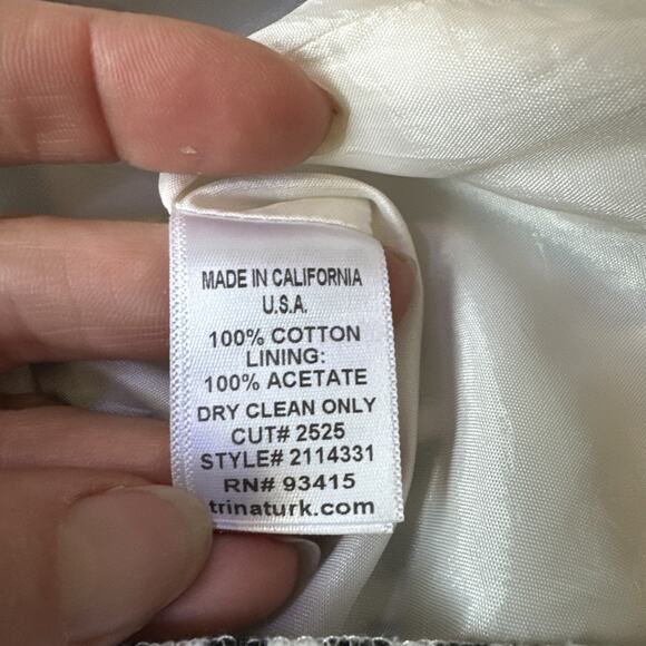 Trina Turk 100% Cotton Black/White Abstract Print Sleeveless Sheath Dress Size 6 - Picture 8 of 8